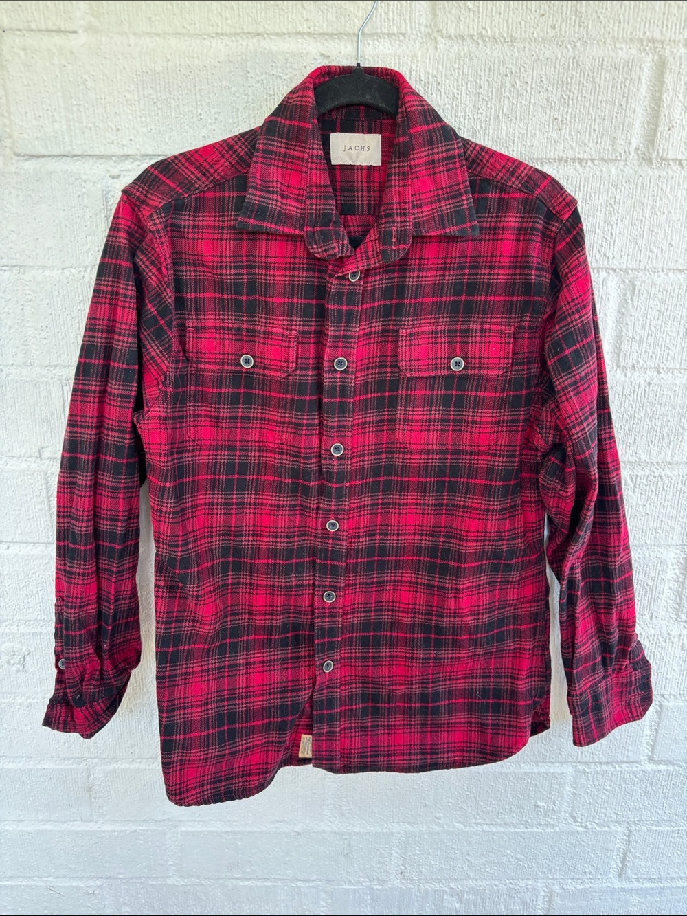 Jachs Plaid Button-Down Thick Cotton Flannel Shirt sz M